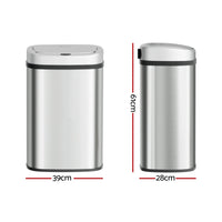 Devanti 50L Sensor Bin Motion Rubbish Automatic Silver