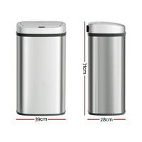 Devanti 60L Sensor Bin Motion Rubbish Automatic Silver