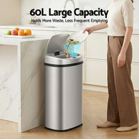 Devanti 60L Sensor Bin Motion Rubbish Automatic Silver