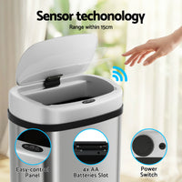 Devanti 60L Sensor Bin Motion Rubbish Automatic Silver