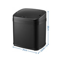 Devanti 15L Motion Sensor Bin Touchless Bins Soft-Close Rubbish Trash Can Black