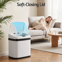 Devanti 15L Motion Sensor Bin Touchless Bins Soft-Close Rubbish Trash Can White