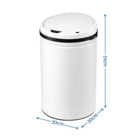Devanti 30L Sensor Bin Automatic Touchless Trash Can Garbage Rubbish White
