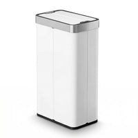 Devanti Rubbish Bin 70L Automatic Sensor Kitchen Bin, Slim Smart Garbage Can Touchless Rectangular with Liner Holder, Fully Closed Lid for Bedroom, Bathroom, Living Room, White