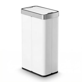 Devanti Rubbish Bin 70L Automatic Sensor Kitchen Bin, Slim Smart Garbage Can Touchless Rectangular with Liner Holder, Fully Closed Lid for Bedroom, Bathroom, Living Room, White