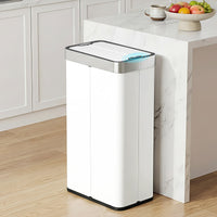 Devanti Rubbish Bin 70L Automatic Sensor Kitchen Bin, Slim Smart Garbage Can Touchless Rectangular with Liner Holder, Fully Closed Lid for Bedroom, Bathroom, Living Room, White