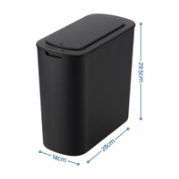 Devanti Automatic Trash Bin 2PCS with Lid 11L Motion Sensor Kitchen Bin Touchless Garbage Can Modern Black Plastic Slim Rubbish Bin with Liner Holder for Kitchen, Home, Office