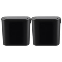 Devanti Automatic Trash Bin 2PCS with Lid 11L Motion Sensor Kitchen Bin Touchless Garbage Can Modern Black Plastic Slim Rubbish Bin with Liner Holder for Kitchen, Home, Office