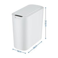 Devanti Automatic Trash Bin with Lid 11L Motion Sensor Kitchen Bin Touchless Garbage Can Modern White Plastic Slim Rubbish Bin with Liner Holder for Kitchen, Home, Office