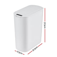 Devanti Automatic Trash Bin with Lid 25L Motion Sensor Kitchen Bin Touchless Garbage Can Plastic Slim Rubbish Bin with Liner Holder for Kitchen, Home, Office, White