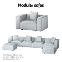 Modular Sofa Chaise Set 1-Seater Grey