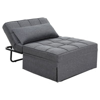 Sofa Bed Ottoman Pillow Folding Linen Grey Siyi