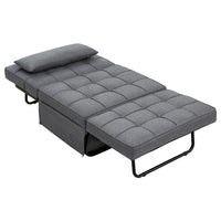 Sofa Bed Ottoman Pillow Folding Linen Grey Siyi