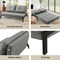 Artiss Sofa Bed 2 Seater Folding Convertible Couch Recliner Lounge Chair
