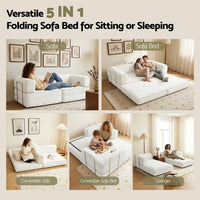 Artiss Convertible Folding Sofa Bed Beign