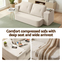 Artiss Convertible Folding Sofa Bed 30D High-Density Foam Boneless Couch with Corduroy Sleeper Couch Lounger for Living Room Beign