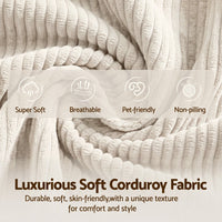 Artiss Convertible Folding Sofa Bed 30D High-Density Foam Boneless Couch with Corduroy Sleeper Couch Lounger for Living Room Beign