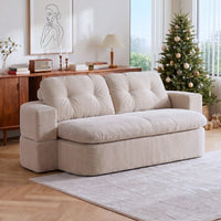 Artiss Convertible Folding Sofa Bed 30D High-Density Foam Boneless Couch with Corduroy Sleeper Couch Lounger for Living Room Beign