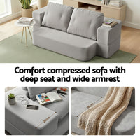Artiss Convertible Folding Sofa Bed 30D High-Density Foam Boneless Couch with Corduroy Sleeper Couch Lounger for Living Room Grey