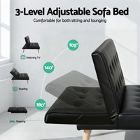 Artiss Sofa Bed Couch 2 Seater Lounge Fabric Black