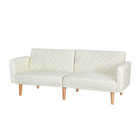 Sofa Bed 3 Seater Tilted Faux Linen Beige