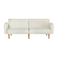 Sofa Bed 3 Seater Tilted Faux Linen Beige