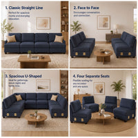Artiss 4 Seater Modular Sofa Set Sectional Easy Assembly Dark Grey