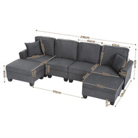 Artiss Modular Sectional U Shaped Storage Sofa Couches for Living Room Grey