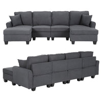 Artiss Modular Sectional U Shaped Storage Sofa Couches for Living Room Grey