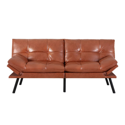 Artiss Sofa Bed Convertible 3 Seater Couch Recliner Lounge Chair Leather Brown