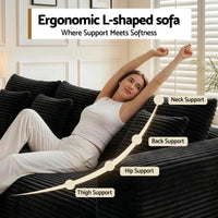 Artiss Modular Sofa Bed with Ottoman Sectional Boneless Couches for Living Room Corduroy Compressed Sofa Black