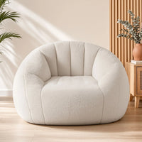 Artiss Single Small Boneless Couch Comfy Bean Bag for Living Room Faux Fur White
