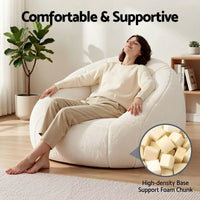 Artiss Single Small Boneless Couch Comfy Bean Bag for Living Room Faux Fur White
