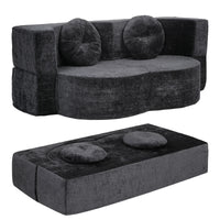 Artiss 2 in 1 Convertible Compressed Sofa Bed, Folding Boneless Sofabed for Living Room ,Comfort Curved Sleeper Couch with High Density Sponge, Apartment Essentials, No Assembly, 2 Pillows, Grey