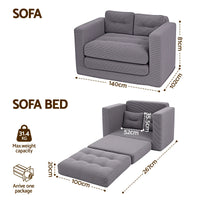 Artiss 2 Seater Corduroy Convertible Sofa Bed Pull Out Boneless Couch Grey