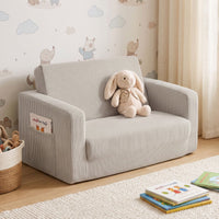 Artiss 2-in-1 Sofa Foam Couch with Side Pocket Light Grey