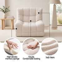Artiss Single Small Boneless Couches for Living Room White Fabric