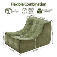 Artiss Floor Sofa Armless Chenille No Assembly Removable Cover Green
