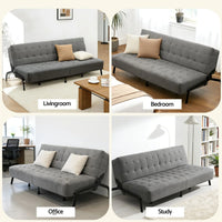 Artiss Sofa Bed, 1.9m 3-Seater Soft Innerspring Adjustable Couch Futon Chair for Apartment Dorm Living Room Office Study Bedroom, Grey