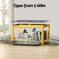 Storage Box Container Foldable Stackable 5 Sides Open Transparent 115L