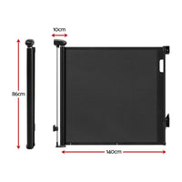 Keezi Retractable Gate Baby Gate Pet Safety Fence Extends up to 140cm Black