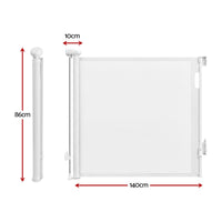 Keezi Retractable Gate Baby Gate Pet Safety Fence Extends up to 140cm White