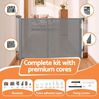 Keezi Retractable Gate Baby Gate Pet Safety Fence Extends up to 400cm Grey