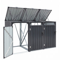 Giantz Bin Shed Triple Wheelie Waste Bins Storage Steel Garden Enclosure Grey