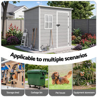 Giantz Garden Shed Outdoor Storage Box 1.87x1.28M Resin Tool Shed Backyard Grey