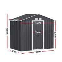 Garden Shed Outdoor Storage 2.15x1.3M Tool Workshop House Shelter Sliding Door