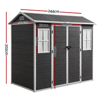 Giantz Garden Shed Resin Outdoor Storage Box 2.44x1.31M Tool Shed Backyard Black