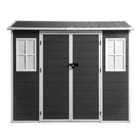 Giantz Garden Shed Resin Outdoor Storage Box 2.44x1.31M Tool Shed Backyard Black