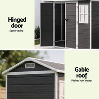 Giantz Garden Shed Resin Outdoor Storage Box 2.44x1.31M Tool Shed Backyard Black