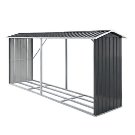 Giantz Firewood Storage Shed 334.5CM x 92CM Outdoor Log Rack Galvanised Steel Wood Holder